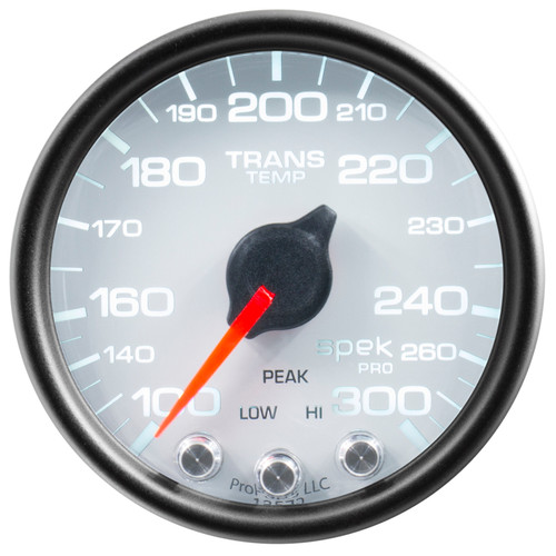 Autometer Spek-Pro Gauge Trans Temp 2 1/16in 300f Stepper Motor W/Peak & Warn Wht/Blk - P34212