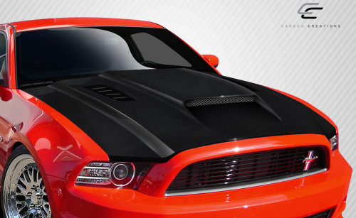 2013-2014 Ford Mustang / 2010-2014 Mustang GT500 Carbon Creations CVX Hood - 1 Piece / Vehicle Year Make Model Trim - 2013-2014-Ford Mustang ALL / Product Type - Hood / Style Name -CVX / Kit Material - Carbon Fiber / Notes - Note: Hood pins are required.