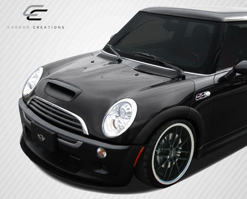 2002-2006 Mini Cooper / Cooper S R50 R53 2005-2008 Cooper convertible R52 Carbon Creations OEM Look Hood - 1 Piece / Vehicle Year Make Model Trim - 2002-2006-MINI Cooper ALL / Product Type - Hood / Style Name -OEM Look / Kit Material - Carbon Fiber / Notes - Note: Hood pins are required.