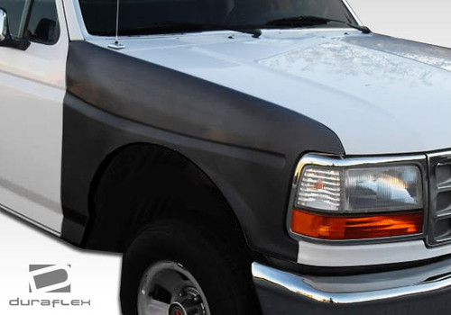 1992-1996 Ford F-150 / Bronco Duraflex 4.5" Off Road Bulge Front Fenders - 2 Piece / Vehicle Year Make Model Trim - 1992-1996-Ford F150 ALL / Product Type - Fender / Style Name -Off Road Bulge / Kit Material - FRP (Fiberglass Reinforced Plastics) / Notes - Note: the fenders are widened 4.5 inches and designed for oversized tire clearance.