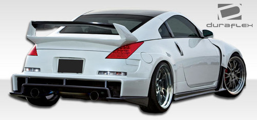 2003-2008 Nissan 350Z Z33 Duraflex AM-S Wide Body Kit - 11 Piece - Includes AM-S Wide Body Front Bumper Cover (107223) AM-S Wide Body Front Splitter (107224) AM-S Wide Body Side Skirts Rocker Panels (107225) AM-S Wide Body Rear Bumper Cover (107226) AM-S Wide Body Rear Diffuser (107227) AM-S Wide Body Front Fenders (107228) AM-S Wide Body Rear Fender Flares (107229) AM-S Rear Wing Trunk Lid Spoiler (107230) / Vehicle Year Make Model Trim - 2003-2008-Nissan 350Z 2DR / Product Type - Kit / Style Name -AM-S / Kit Material - FRP (Fiberglass Reinforced Plastics) / Notes -