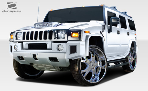 2003-2009 Hummer H2 Duraflex BR-N Front Add Ons Spat Bumper Extensions - 2 Piece / Vehicle Year Make Model Trim - 2003-2009-Hummer H2 ALL / Product Type - Front Lip/Add On / Style Name -BR-N / Kit Material - FRP (Fiberglass Reinforced Plastics) / Notes -