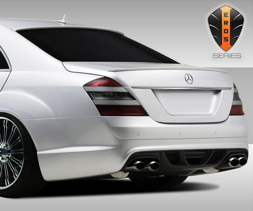 2007-2009 Mercedes S Class W221 Eros Version 2 Rear Bumper Cover - 1 Piece / Vehicle Year Make Model Trim - 2007-2009-Mercedes S Class ALL / Product Type - Rear Bumper / Style Name -Eros Version 2 / Kit Material - FRP (Fiberglass Reinforced Plastics) / Notes -