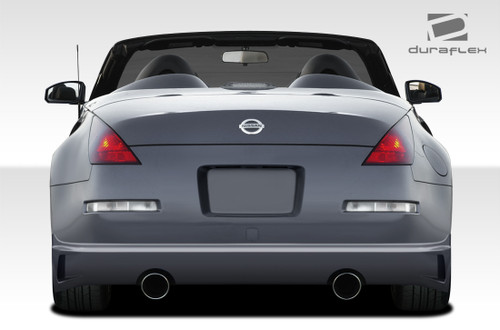 2003-2008 Nissan 350Z Z33 Duraflex J-Spec Rear Lip Under Spoiler Air Dam - 1 Piece / Vehicle Year Make Model Trim - 2003-2008-Nissan 350Z ALL / Product Type - Rear Lip/Add On / Style Name -J-Spec / Kit Material - FRP (Fiberglass Reinforced Plastics) / Notes -