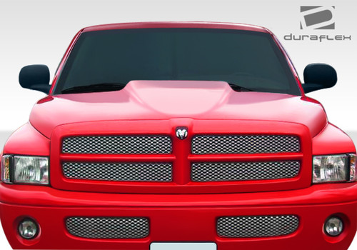 1994-2001 Dodge Ram Duraflex Cowl Induction Hood - 1 Piece / Vehicle Year Make Model Trim - 1994-2001-Dodge Ram ALL / Product Type - Hood / Style Name -Cowl / Kit Material - FRP (Fiberglass Reinforced Plastics) / Notes - Note: Hood pins are required.