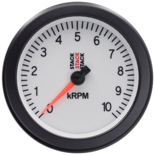 Autometer Stack Sport 88mm 0-10K RPM Tachometer - White - ST100-010W