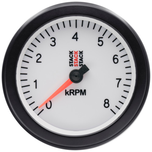 Autometer Stack Sport 88mm 0-8K RPM Tachometer - White - ST100-08W