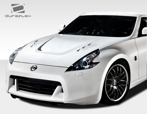 2009-2020 Nissan 370Z Z34 Duraflex JP-R Hood - 1 Piece / Vehicle Year Make Model Trim - 2009-2020-Nissan 370Z ALL / Product Type - Hood / Style Name -JP-R / Kit Material - FRP (Fiberglass Reinforced Plastics) / Notes - Note: Hood pins are required.