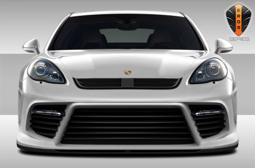 2010-2013 Porsche Panamera Eros Version 4 Front Bumper Cover - 1 Piece / Vehicle Year Make Model Trim - 2010-2013-Porsche Panamera ALL / Product Type - Front Bumper / Style Name -Eros Version 4 / Kit Material - FRP (Fiberglass Reinforced Plastics) / Notes -