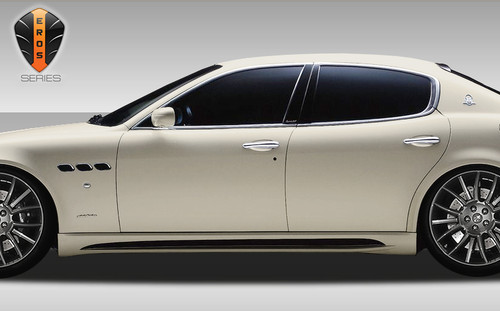 2005-2008 Maserati Quattroporte Eros Version 1 Side Skirts Rocker Panels - 2 Piece / Vehicle Year Make Model Trim - 2005-2008-Maserati Quattroporte ALL / Product Type - Sideskirts / Style Name -Eros Version 1 / Kit Material - FRP (Fiberglass Reinforced Plastics) / Notes -