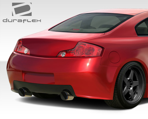 2003-2007 Infiniti G Coupe G35 Duraflex GT500 Wide Body Rear Bumper Cover - 1 Piece / Vehicle Year Make Model Trim - 2003-2007-Infiniti G Coupe 2DR / Product Type - Rear Bumper / Style Name -GT500 / Kit Material - FRP (Fiberglass Reinforced Plastics) / Notes - Note: must be used in conjunction with complete wide body kit