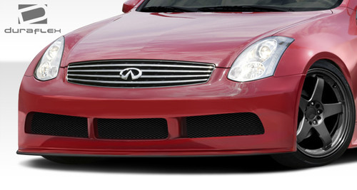 2003-2007 Infiniti G Coupe G35 Duraflex GT500 Wide Body Front Under Spoiler Air Dam Lip Splitter - 1 Piece / Vehicle Year Make Model Trim - 2003-2007-Infiniti G Coupe 2DR / Product Type - Front Lip/Add On / Style Name -GT500 / Kit Material - FRP (Fiberglass Reinforced Plastics) / Notes - Note: must be used in conjunction with complete wide body kit
