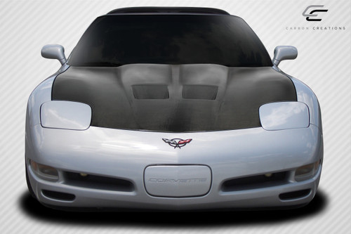 1997-2004 Chevrolet Corvette C5 Carbon Creations GT Concept Hood - 1 Piece / Vehicle Year Make Model Trim - 1997-2004-Chevrolet Corvette ALL / Product Type - Hood / Style Name -GT Concept / Kit Material - Carbon Fiber / Notes - Note: Hood pins are required.. this hood is designed for vehicles with the stock air intake. Vehicles equipped with aftermarket intake may need to modify the hood to clear the larger intake tube