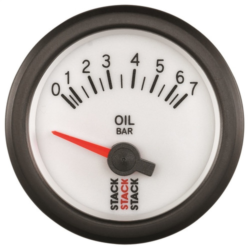 Autometer Stack 52mm 0-7 Bar M10 Male Electric Oil Pressure Gauge - White - ST3251