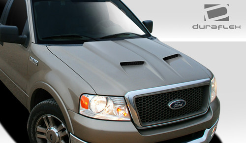 2004-2008 Ford F-150 / 2006-2008 Lincoln Mark LT Duraflex CVX Hood - 1 Piece / Vehicle Year Make Model Trim - 2004-2008-Ford F150 ALL / Product Type - Hood / Style Name -CVX / Kit Material - FRP (Fiberglass Reinforced Plastics) / Notes - Note: Hood pins are required.