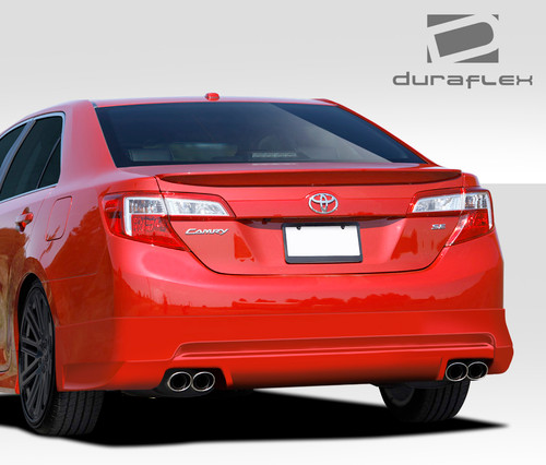 2012-2014 Toyota Camry Duraflex Racer Rear Lip Under Spoiler Air Dam - 1 Piece / Vehicle Year Make Model Trim - 2012-2014-Toyota Camry ALL / Product Type - Rear Lip/Add On / Style Name -Racer / Kit Material - FRP (Fiberglass Reinforced Plastics) / Notes -