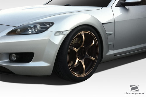 2004-2008 Mazda RX-8 Duraflex M-Speed Front Fenders - 2 Piece / Vehicle Year Make Model Trim - 2004-2008-Mazda RX8 ALL / Product Type - Fender / Style Name -M-Speed / Kit Material - FRP (Fiberglass Reinforced Plastics) / Notes -