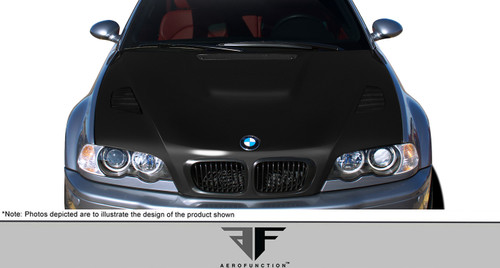2001-2006 BMW M3 E46 Carbon AF-2 Hood ( CFP )- 1 Piece / Vehicle Year Make Model Trim - 2001-2006-BMW M3 ALL / Product Type - Hood / Style Name -AF-2 / Kit Material - Carbon Fiber / Notes - Note: Hood pins are required.
