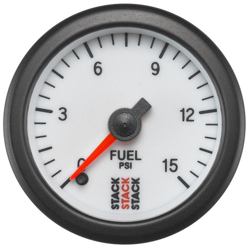 Autometer Stack 52mm 0-15 PSI 1/8in NPTF Male Pro Stepper Motor Fuel Pressure Gauge - White - ST3354
