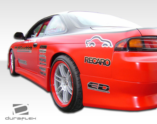 1997-1998 Nissan 240SX S14 Duraflex V-Speed Body Kit - 4 Piece - Includes V-Speed Front Bumper Cover (101901) V-Speed Rear Bumper Cover (101650) V-Speed Side Skirts Rocker Panels (101651) / Vehicle Year Make Model Trim - 1997-1998-Nissan 240SX ALL / Product Type - Kit / Style Name -V-Speed / Kit Material - FRP (Fiberglass Reinforced Plastics) / Notes -
