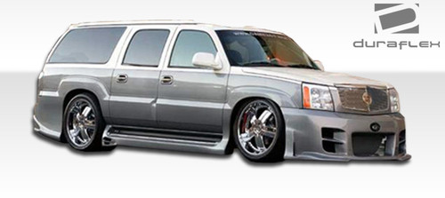 2002-2006 Cadillac Escalade EXT ESV Duraflex Platinum Body Kit - 4 Piece - Includes Platinum Front Bumper Cover (100331) Platinum Rear Bumper Cover (100334) Platinum Side Skirts Rocker Panels (100335) / Vehicle Year Make Model Trim - 2002-2006-Cadillac Escalade ALL / Product Type - Kit / Style Name -Platinum / Kit Material - FRP (Fiberglass Reinforced Plastics) / Notes -