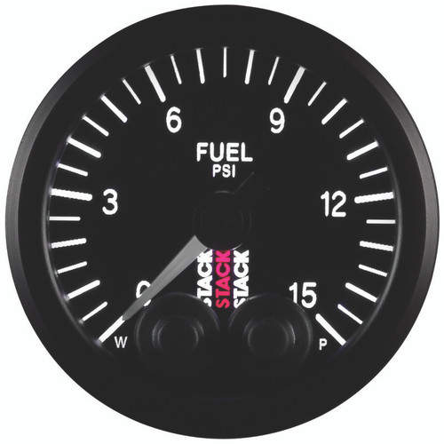 Autometer Stack 52mm 0-15 PSI 1/8in NPTF Male Pro-Control Fuel Pressure Gauge - Black - ST3504