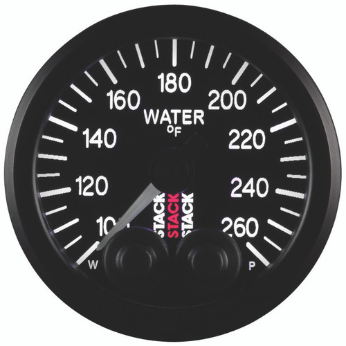Autometer Stack Pro Control 52mm 100-260 deg F Water Temp Gauge - Black (1/8in NPTF Male) - ST3508