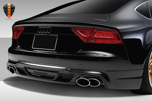 2012-2015 Audi A7 C7 Eros Version 1 Rear Lip Under Air Dam Spoiler - 1 Piece / Vehicle Year Make Model Trim - 2012-2015-Audi A7 ALL / Product Type - Rear Lip/Add On / Style Name -Eros Version 1 / Kit Material - FRP (Fiberglass Reinforced Plastics) / Notes - will not fit models equiped with Prestige or S-Line Packages