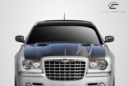 2005-2010 Chrysler 300 300C Carbon Creations Challenger Hood - 1 Piece / Vehicle Year Make Model Trim - 2005-2010-Chrysler 300 ALL / Product Type - Hood / Style Name -Challenger / Kit Material - Carbon Fiber / Notes - Note: Hood pins are required.