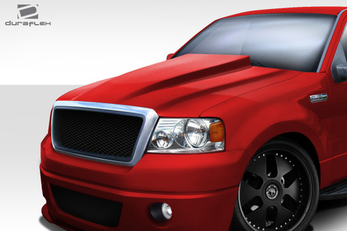 2004-2008 Ford F-150 Duraflex Cowl Hood - 1 Piece / Vehicle Year Make Model Trim - 2004-2008-Ford F150 ALL / Product Type - Hood / Style Name -Cowl / Kit Material - FRP (Fiberglass Reinforced Plastics) / Notes - Note: Hood pins are required.