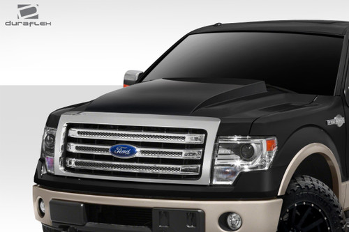2009-2014 Ford F-150 Duraflex Cowl Hood - 1 Piece / Vehicle Year Make Model Trim - 2009-2014-Ford F150 ALL / Product Type - Hood / Style Name -Cowl / Kit Material - FRP (Fiberglass Reinforced Plastics) / Notes - Note: Hood pins are required.
