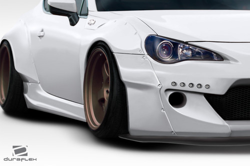 2013-2020 Scion FR-S Toyota 86 Subaru BRZ Duraflex GT500 V2 Front Fender Flares (+45mm) - 4 Piece / Vehicle Year Make Model Trim - 2013-2020-Scion FRS ALL / Product Type - Fender Flare / Style Name -GT500 V2 / Kit Material - FRP (Fiberglass Reinforced Plastics) / Notes - Note: Fenders are +45mm wider than stock.