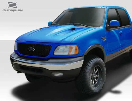 1997-2003 Ford F-150 1997-2002 Expedition Duraflex SS Ram Air Hood - 1 Piece / Vehicle Year Make Model Trim - 1997-2003-Ford F150 ALL / Product Type - Hood / Style Name -SS Ram Air / Kit Material - FRP (Fiberglass Reinforced Plastics) / Notes - Note: Hood pins are required.