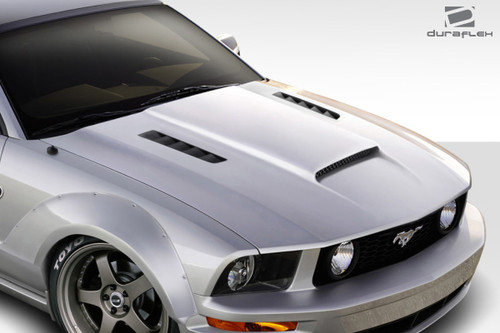2005-2009 Ford Mustang Duraflex CVX Version 3 Hood - 1 Piece / Vehicle Year Make Model Trim - 2005-2009-Ford Mustang ALL / Product Type - Hood / Style Name -CVX / Kit Material - FRP (Fiberglass Reinforced Plastics) / Notes - Note: Hood pins are required.