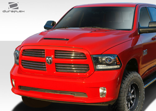 2009-2018 Dodge Ram 1500 Duraflex RK-S Ram Air Hood - 1 Piece / Vehicle Year Make Model Trim - 2009-2018-Dodge Ram ALL / Product Type - Hood / Style Name -RK-S / Kit Material - FRP (Fiberglass Reinforced Plastics) / Notes - Note: Hood pins are required.