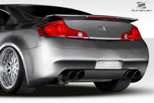 2003-2007 Infiniti G Coupe G35 Duraflex D-Spec Rear Bumper Cover - 1 Piece / Vehicle Year Make Model Trim - 2003-2007-Infiniti G Coupe 2DR / Product Type - Rear Bumper / Style Name -D-Spec / Kit Material - FRP (Fiberglass Reinforced Plastics) / Notes -