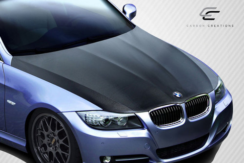 2009-2011 BMW 3 Series E90 4DR Carbon Creations DriTech OEM Look Hood - 1 Piece / Vehicle Year Make Model Trim - 2009-2011-BMW 3 Series 4DR / Product Type - Hood / Style Name -OEM Look / Kit Material - Carbon Fiber / Notes - Note: Hood pins are required.