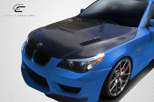 2004-2010 BMW 5 Series E60 Carbon Creations DriTech AF1 Hood - 1 Piece / Vehicle Year Make Model Trim - 2004-2010-BMW 5 Series ALL / Product Type - Hood / Style Name -AF1 / Kit Material - Carbon Fiber / Notes - Note: Hood pins are required.