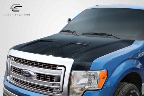 2009-2014 Ford F-150 Carbon Creations DriTech Ram Air Hood - 1 Piece / Vehicle Year Make Model Trim - 2009-2014-Ford F150 ALL / Product Type - Hood / Style Name -Ram Air / Kit Material - Carbon Fiber / Notes - Note: Hood pins are required.
