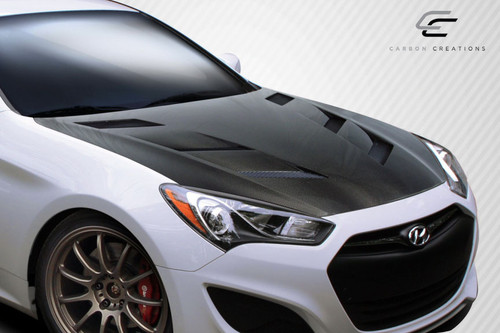 2013-2016 Hyundai Genesis Coupe 2DR Carbon Creations DriTech AM-S Hood - 1 Piece / Vehicle Year Make Model Trim - 2013-2016-Hyundai Genesis 2DR / Product Type - Hood / Style Name -AM-S / Kit Material - Carbon Fiber / Notes - Note: Hood pins are required.