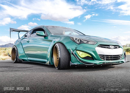 2010-2016 Hyundai Genesis Coupe 2dr Duraflex Circuit 75 MM Fender Flare Kit - 4 Piece - Includes Circuit Front Fender Flares (112625) Circuit Rear Fender Flares (112626) / Vehicle Year Make Model Trim - 2010-2016-Hyundai Genesis 2DR / Product Type - Kit / Style Name -Circuit / Kit Material - FRP (Fiberglass Reinforced Plastics) / Notes -