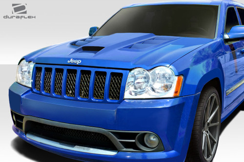 2005-2010 Jeep Grand Cherokee Duraflex Viper Look Hood - 1 Piece / Vehicle Year Make Model Trim - 2005-2010-Jeep Grand Cherokee ALL / Product Type - Hood / Style Name -Viper Look / Kit Material - FRP (Fiberglass Reinforced Plastics) / Notes - Note: Hood pins are required.