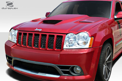 2005-2010 Jeep Grand Cherokee Duraflex Hellcat Look Hood - 1 Piece / Vehicle Year Make Model Trim - 2005-2010-Jeep Grand Cherokee ALL / Product Type - Hood / Style Name -Hellcat Look / Kit Material - FRP (Fiberglass Reinforced Plastics) / Notes - Note: Hood pins are required.