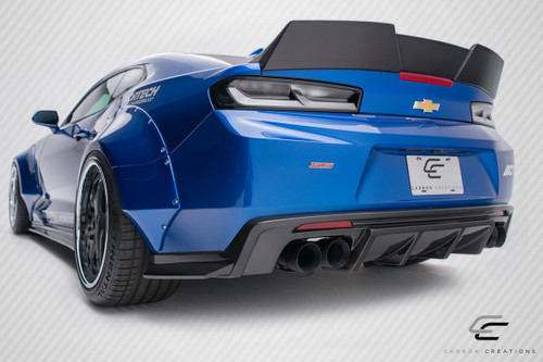 2016-2018 Chevrolet Camaro Carbon Creations Grid Rear Diffuser - 1 Piece / Vehicle Year Make Model Trim - 2016-2018-Chevrolet Camaro ALL / Product Type - Rear Lip/Add On / Style Name -Grid / Kit Material - Carbon Fiber / Notes - Fits All Quad Exhaust Models