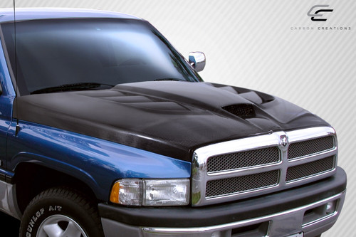 1994-2001 Dodge Ram Carbon Creations DriTech Viper Look Hood - 1 Piece / Vehicle Year Make Model Trim - 1994-2001-Dodge Ram ALL / Product Type - Hood / Style Name -Viper Look / Kit Material - Carbon Fiber / Notes - Note: Hood pins are required.