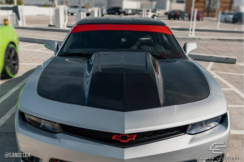 2010-2015 Chevrolet Camaro Carbon Creations DriTech Circuit Hood - 1 Piece / Vehicle Year Make Model Trim - 2010-2015-Chevrolet Camaro ALL / Product Type - Hood / Style Name -Circuit / Kit Material - Carbon Fiber / Notes - Note: Hood pins are required. - Cowl measures 4" itall