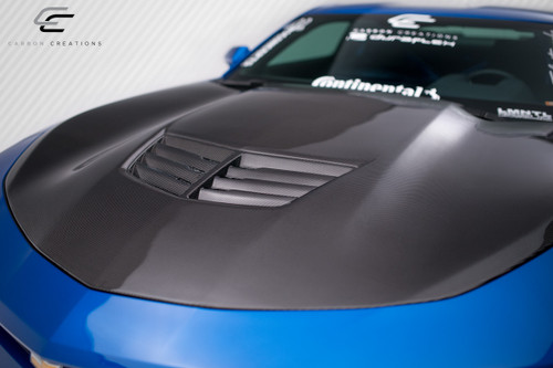 2016-2023 Chevrolet Camaro Carbon Creations DriTech Grid Hood - 1 Piece / Vehicle Year Make Model Trim - 2016-2023-Chevrolet Camaro ALL / Product Type - Hood / Style Name -Grid / Kit Material - Carbon Fiber / Notes - Note: Hood pins are required. Not designed for ZL1.