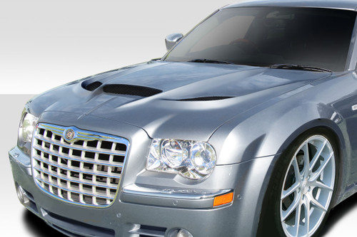 2005-2010 Chrysler 300 300c Duraflex Hellcat Look Hood - 1 Piece / Vehicle Year Make Model Trim - 2005-2010-Chrysler 300 ALL / Product Type - Hood / Style Name -Hellcat Look / Kit Material - FRP (Fiberglass Reinforced Plastics) / Notes - Note: Hood pins are required.
