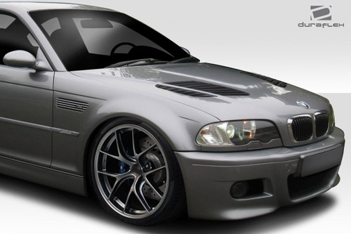1999-2003 BMW 3 Series E46 2DR Duraflex GTR Hood - 1 Piece / Vehicle Year Make Model Trim - 2001-2006-BMW M3 2DR / Product Type - Hood / Style Name -GTR / Kit Material - FRP (Fiberglass Reinforced Plastics) / Notes - Note: Hood pins are required.