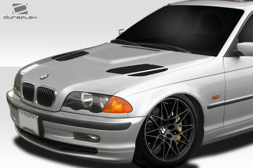 1999-2001 BMW 3 Series E46 4DR Duraflex GTR Hood - 1 Piece / Vehicle Year Make Model Trim - 1999-2001-BMW 3 Series 4DR / Product Type - Hood / Style Name -GTR / Kit Material - FRP (Fiberglass Reinforced Plastics) / Notes - Note: Hood pins are required.